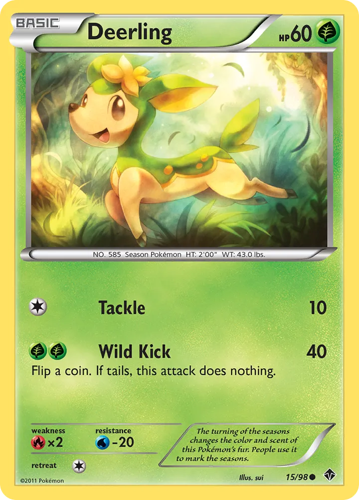 Black & White—Emerging Powers 英語版 Deerling 15 カード表面