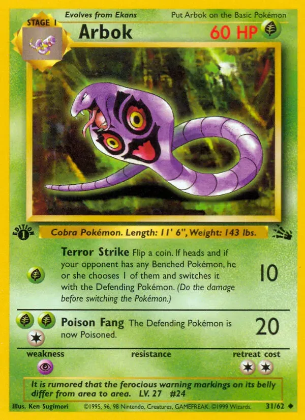 Fossil 英語版 Arbok 31 カード表面