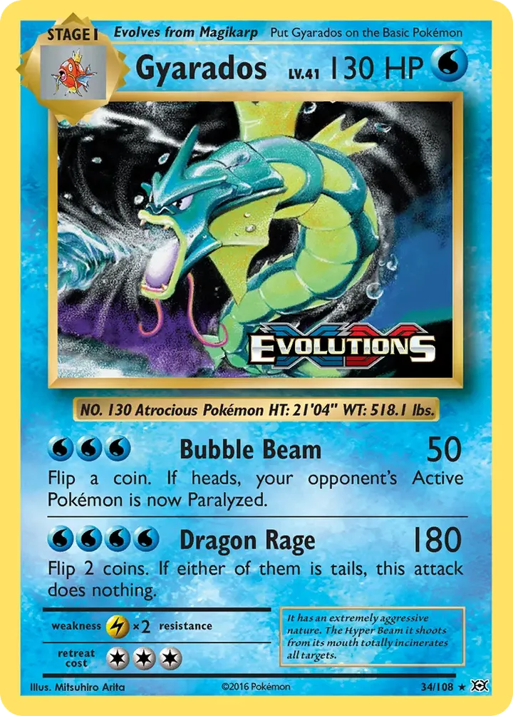 XY—Evolutions 英語版 Gyarados 34 カード表面