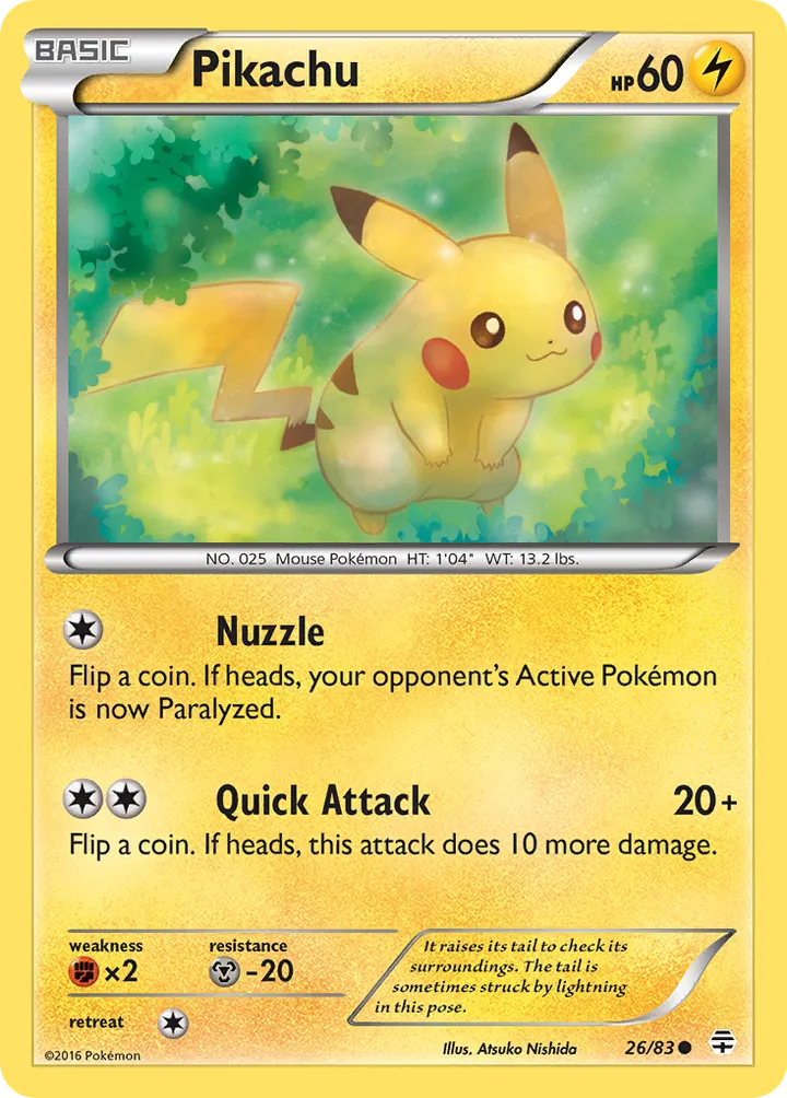 Generations 英語版 Pikachu 26 カード表面