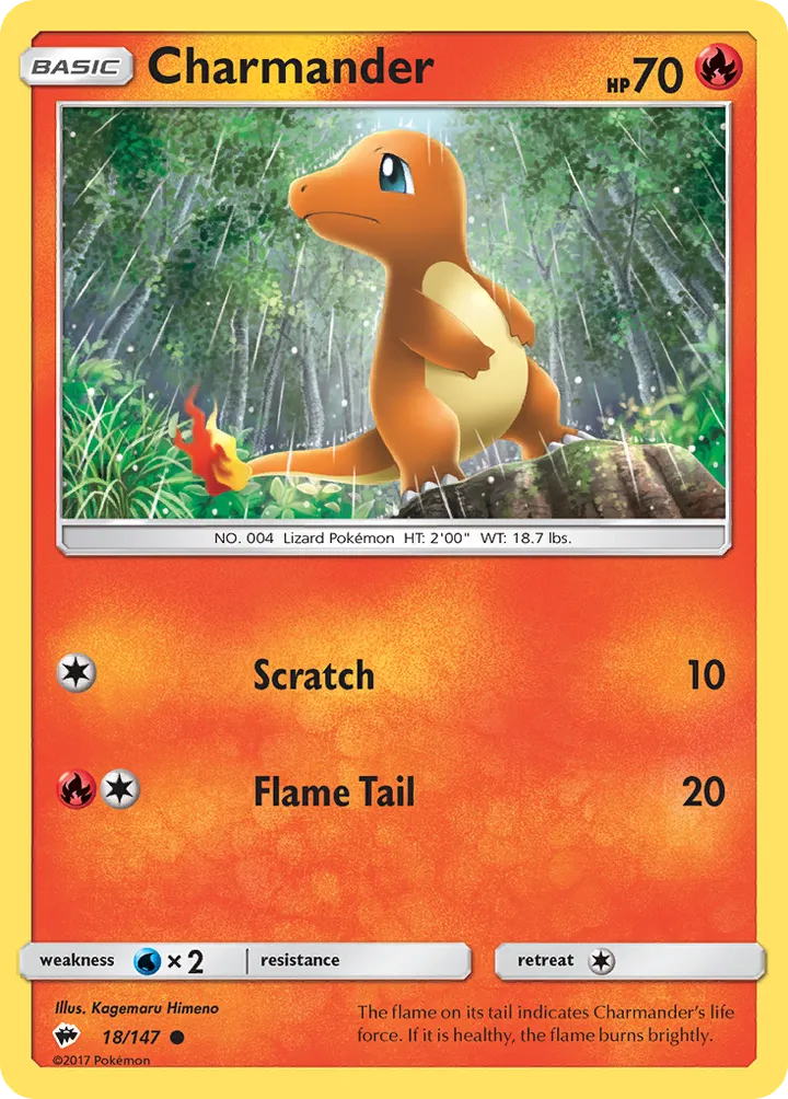 Sun & Moon—Burning Shadows 英語版 Charmander 18 カード表面