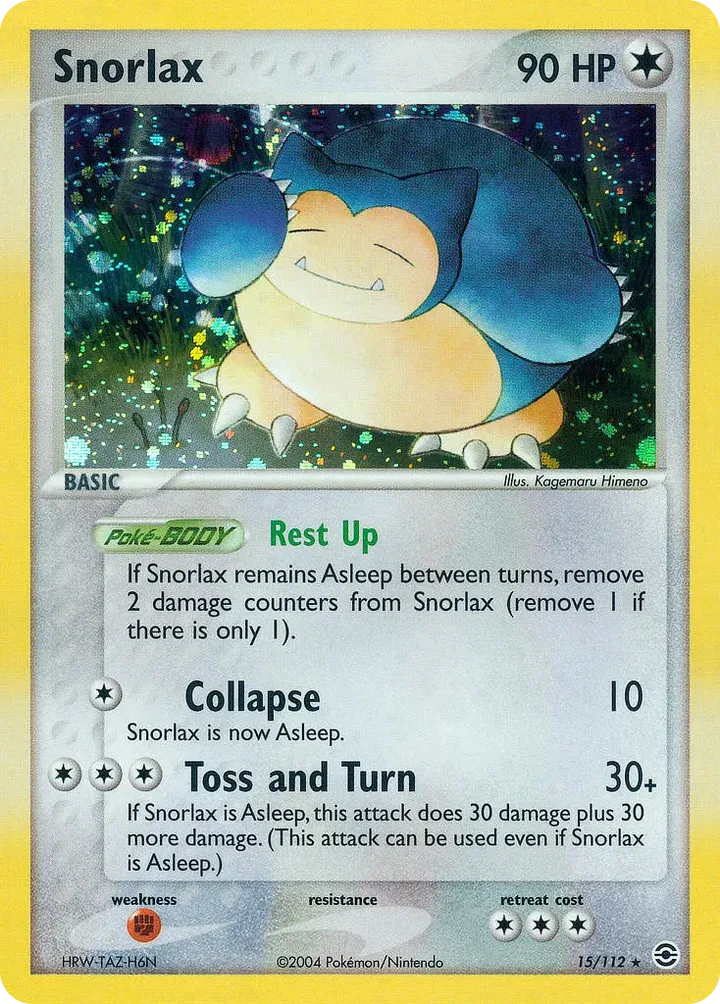 EX FireRed & LeafGreen 영어판 Snorlax 15 카드 앞면