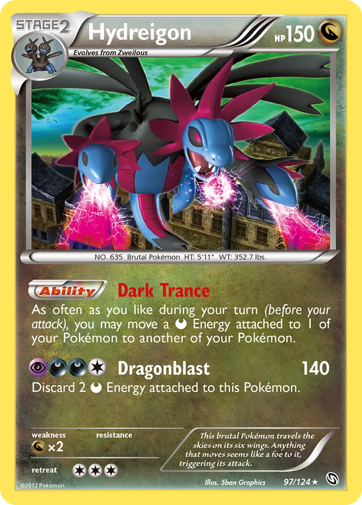 Black & White—Dragons Exalted 영어판 Hydreigon 97 카드 앞면