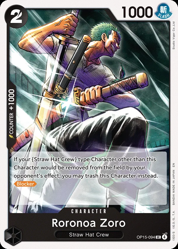 Adventure on Kami's Island 영어판 Roronoa Zoro OP15-094 카드 앞면