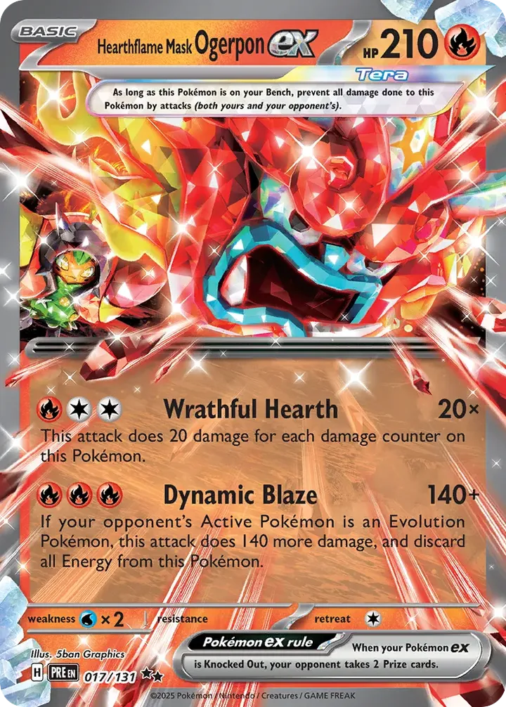 Scarlet & Violet—Prismatic Evolutions 영어판 Hearthflame Mask Ogerpon ex 17 카드 앞면