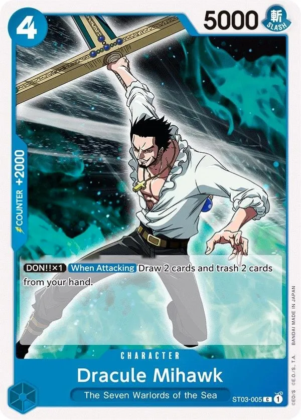 The Seven Warlords of the Sea 영어판 Dracule Mihawk ST03-005 카드 앞면