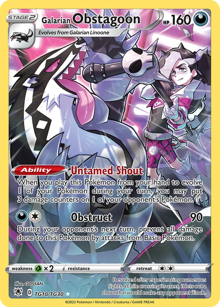 Sword & Shield—Astral Radiance 영어판 Galarian Obstagoon TG10 카드 앞면