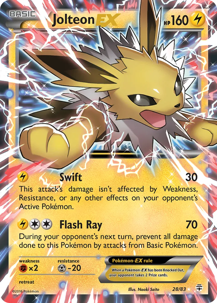 Generations 영어판 Jolteon-EX 28 카드 앞면