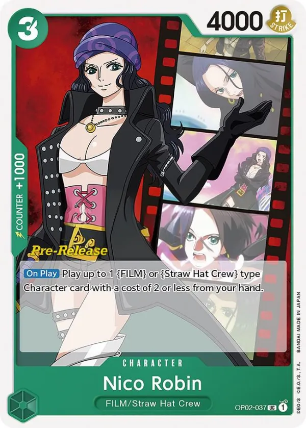 Paramount War 영어판 Nico Robin OP02-037 · 세트 출시 행사 카드 앞면