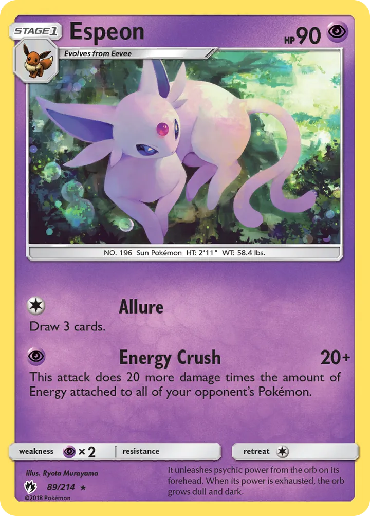 Sun & Moon—Lost Thunder 英語版 Espeon 89 カード表面