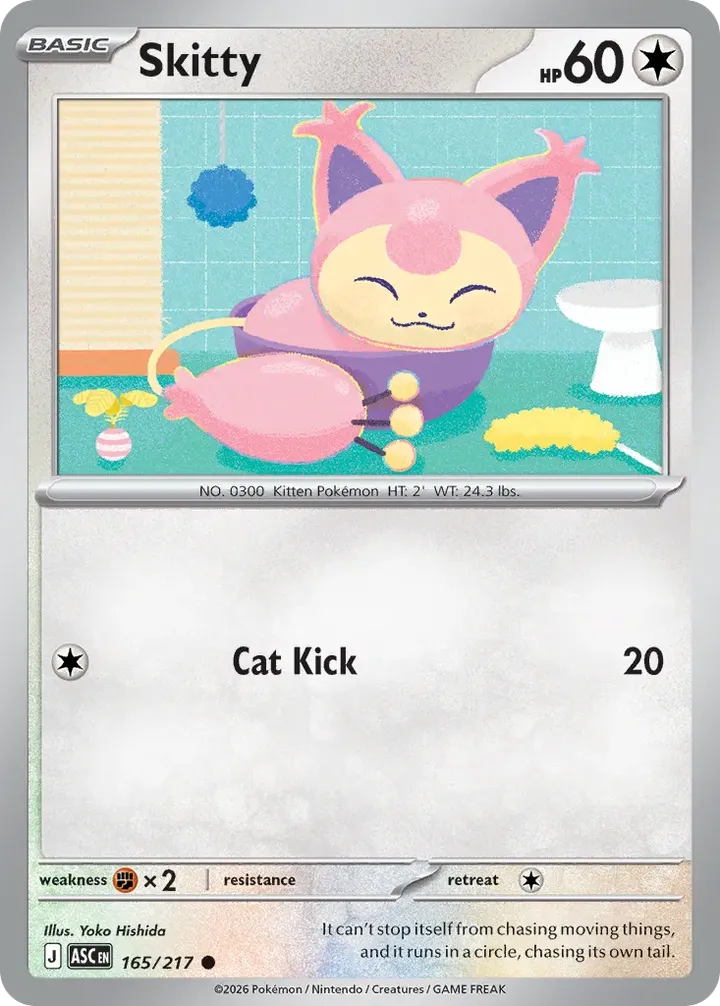 Mega Evolution—Ascended Heroes 영어판 Skitty 165 카드 앞면