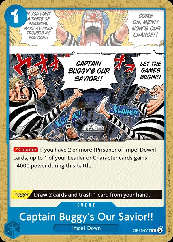 The Time of Battle 영어판 Captain Buggy's Our Savior!! OP16-057 카드 앞면