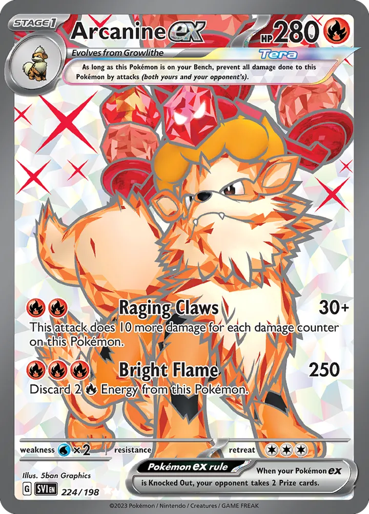 Scarlet & Violet 영어판 Arcanine ex 224 카드 앞면