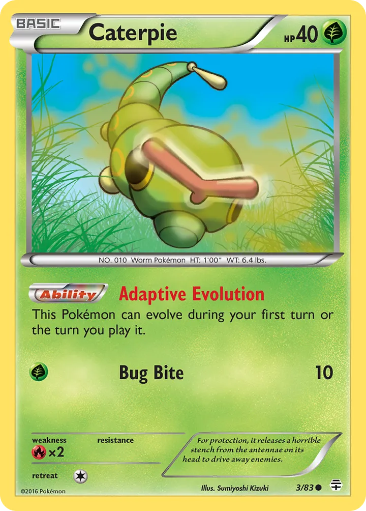 Generations 英語版 Caterpie 3 カード表面