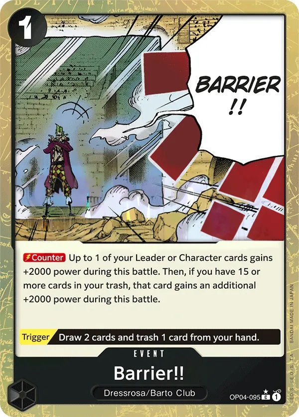 Kingdoms of Intrigue 영어판 Barrier!! OP04-095 · 패럴렐 3 카드 앞면
