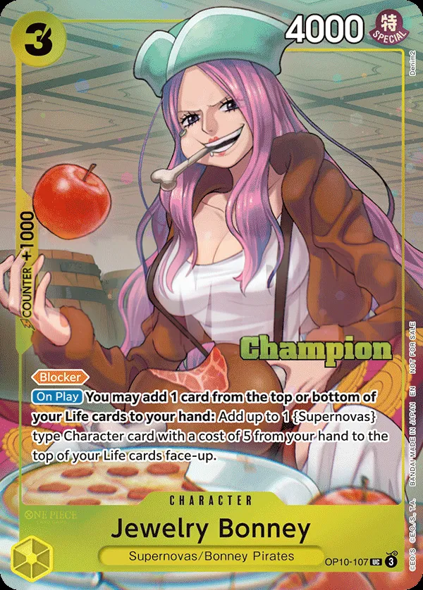 Royal Blood 英語版 Jewelry Bonney OP10-107 · パラレル 3 カード表面