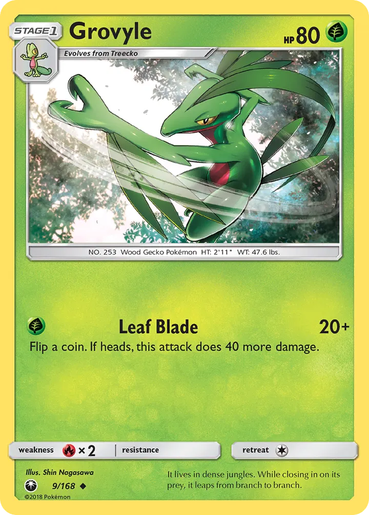 Sun & Moon—Celestial Storm 영어판 Grovyle 9 카드 앞면