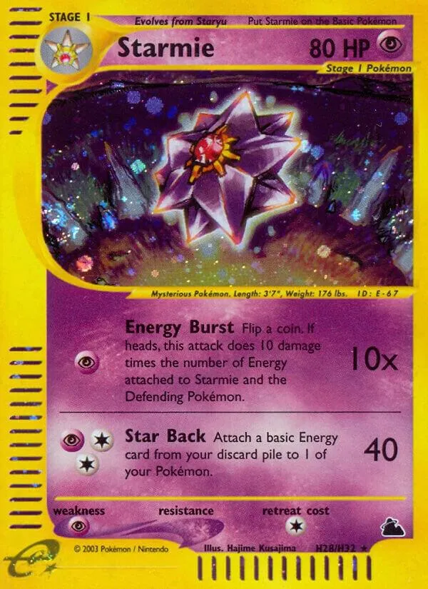 Skyridge 영어판 Starmie H28 카드 앞면