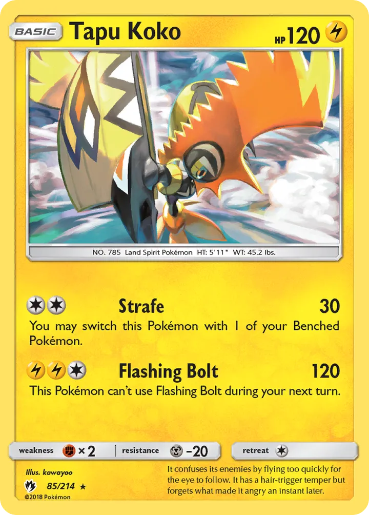 Sun & Moon—Lost Thunder 英語版 Tapu Koko 85 カード表面