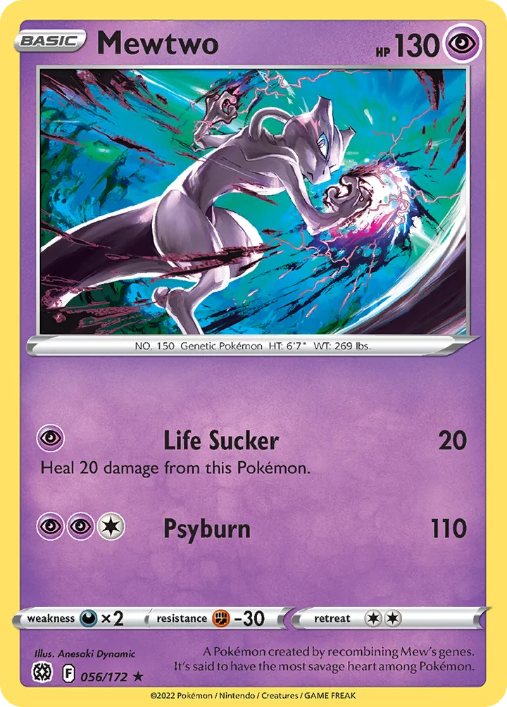 Front of Mewtwo 56, Sword & Shield—Brilliant Stars English