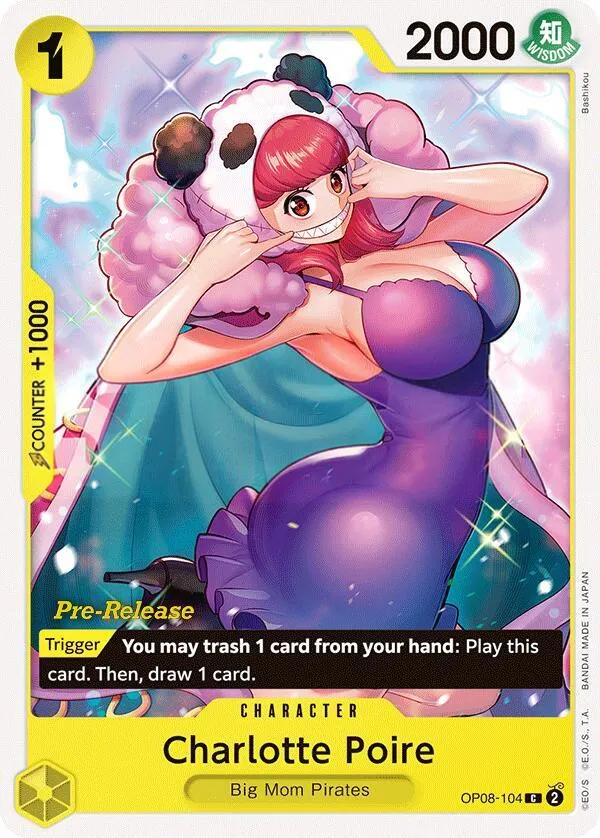 Two Legends 英語版 Charlotte Poire OP08-104 · プレリリース カード表面