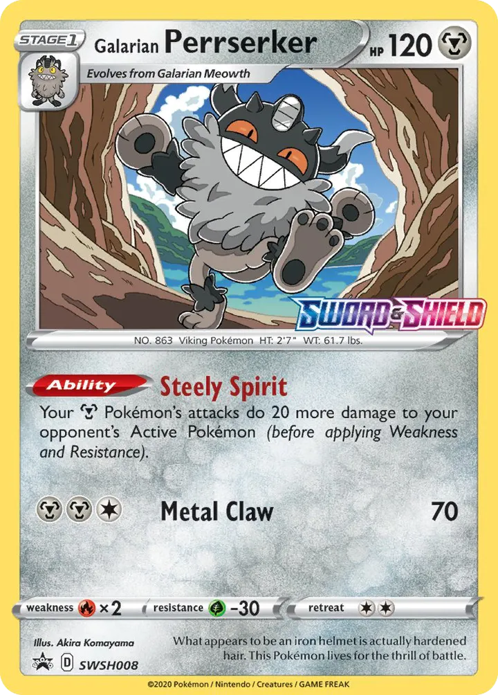 SWSH Black Star Promos 英語版 Galarian Perrserker SWSH008 カード表面