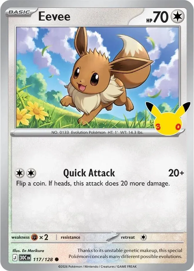 Pokémon TCG: 30th Celebration 英語版 Eevee 117 カード表面