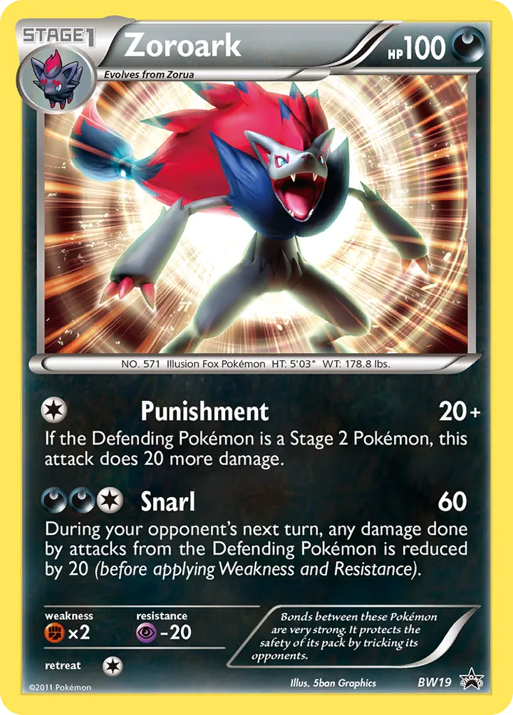 BW Black Star Promos 영어판 Zoroark BW19 카드 앞면