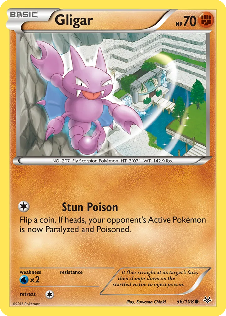 XY—Roaring Skies 영어판 Gligar 36 카드 앞면