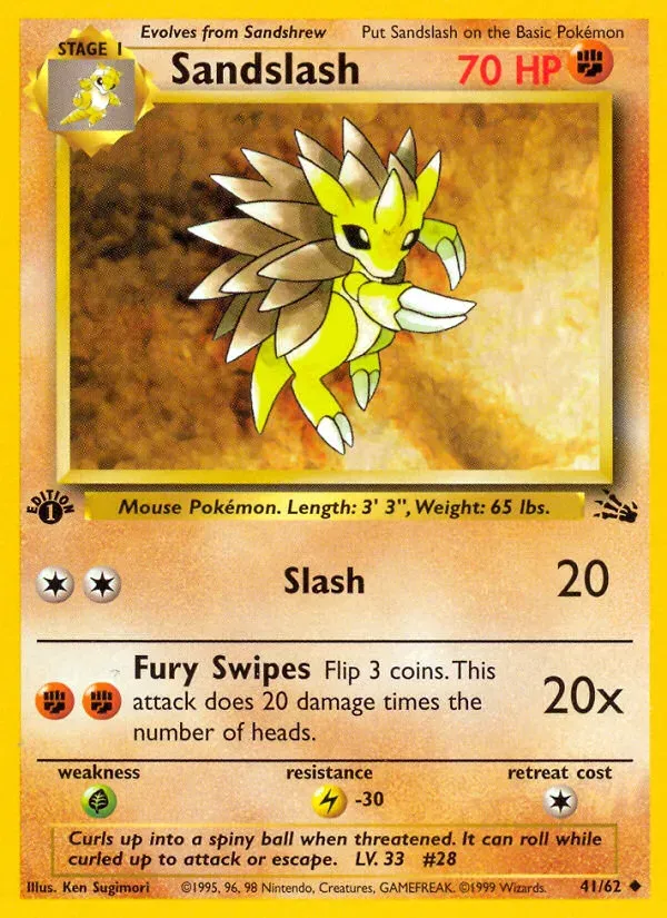 Fossil 英語版 Sandslash 41 カード表面