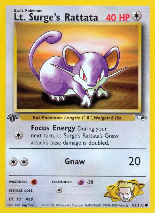 Gym Heroes 영어판 Lt. Surge's Rattata 82 카드 앞면