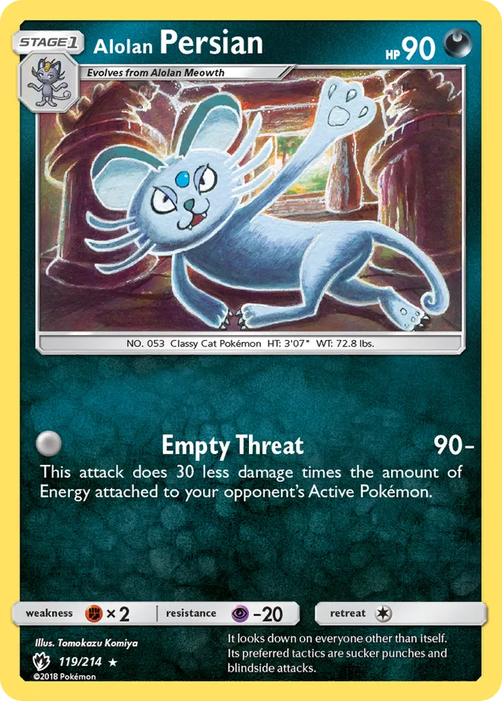 Sun & Moon—Lost Thunder 영어판 Alolan Persian 119 카드 앞면