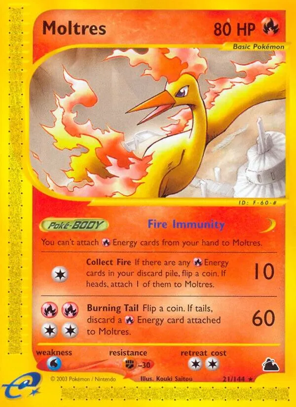 Skyridge 영어판 Moltres 21 카드 앞면
