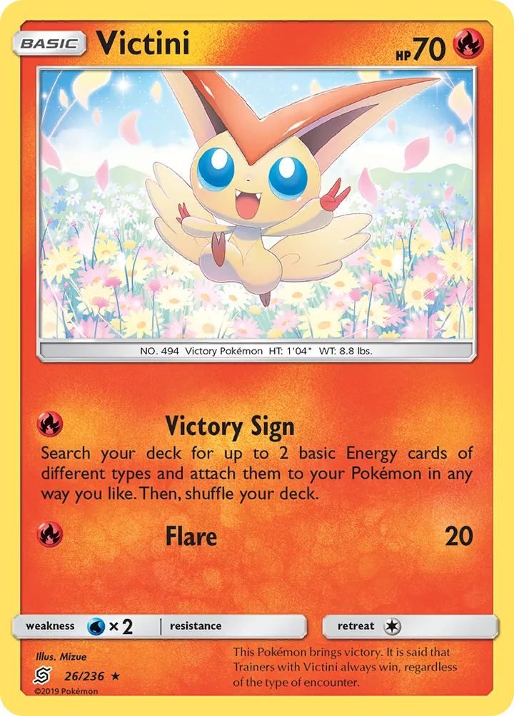 Sun & Moon—Unified Minds 英語版 Victini 26 カード表面