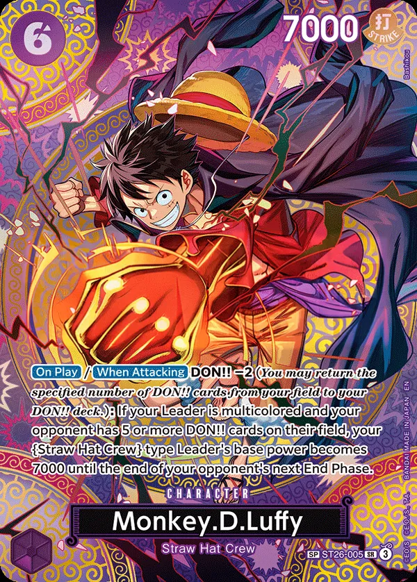 PURPLE/BLACK Monkey.D.Luffy 英語版 Monkey.D.Luffy ST26-005 · パラレル カード表面