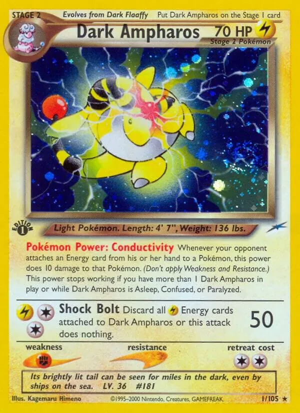 Neo Destiny 영어판 Dark Ampharos 1 카드 앞면
