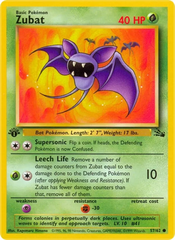 Fossil 영어판 Zubat 57 카드 앞면