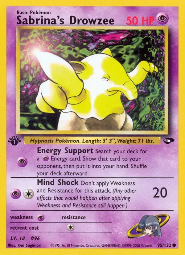 Gym Challenge 영어판 Sabrina's Drowzee 95 카드 앞면