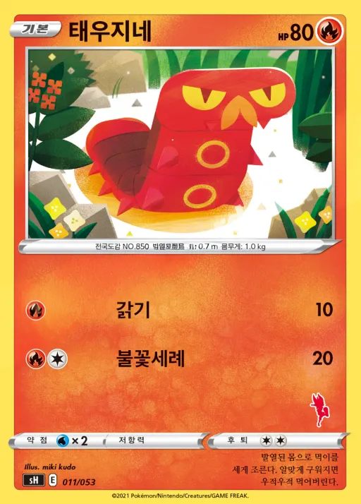 소드&실드 「패밀리 포켓몬 카드 게임」 韓国語版 태우지네 11 カード表面