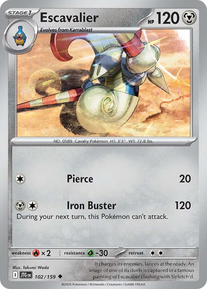 Scarlet & Violet—Journey Together 영어판 Escavalier 102 카드 앞면