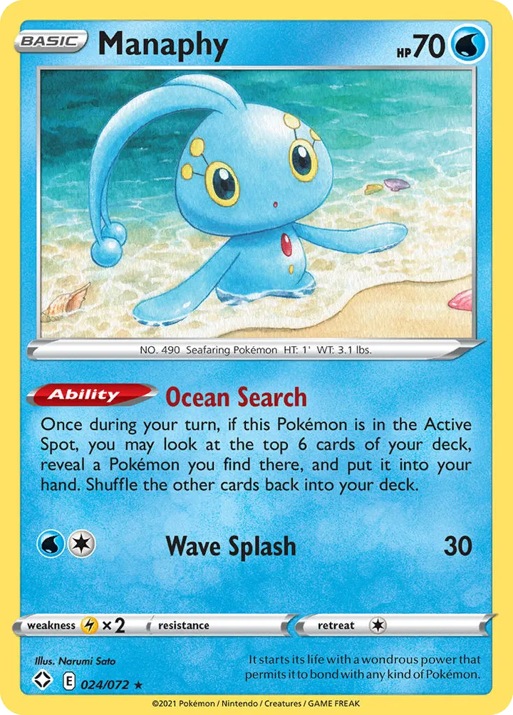 Shining Fates 영어판 Manaphy 24 카드 앞면