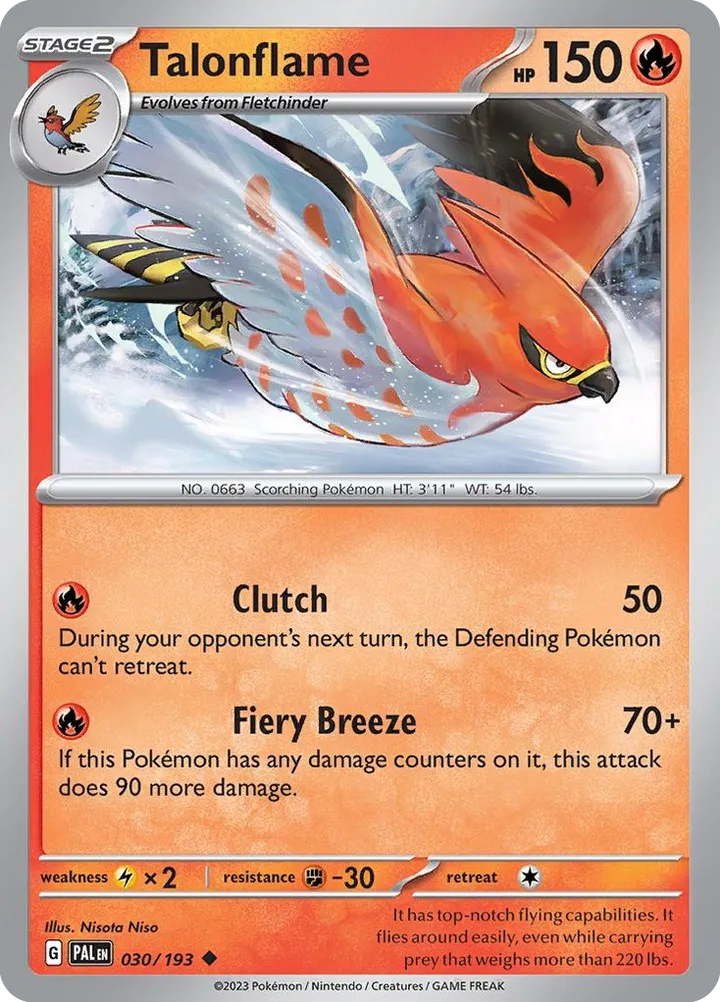 Scarlet & Violet—Paldea Evolved 영어판 Talonflame 30 카드 앞면