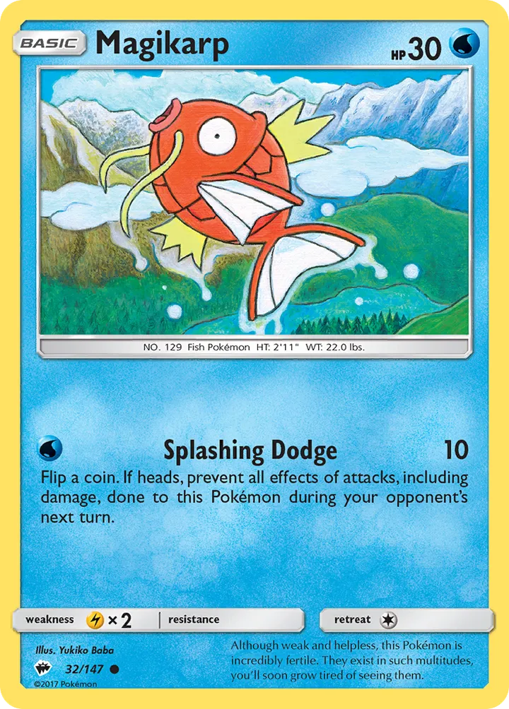 Sun & Moon—Burning Shadows 영어판 Magikarp 32 카드 앞면