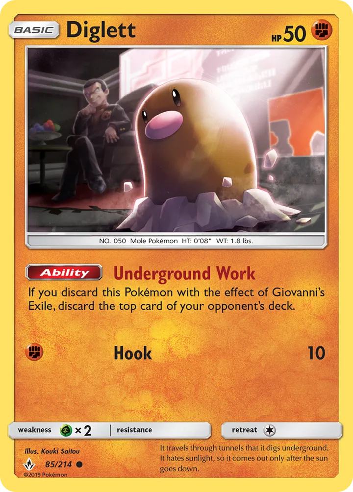 Sun & Moon—Unbroken Bonds 영어판 Diglett 85 카드 앞면