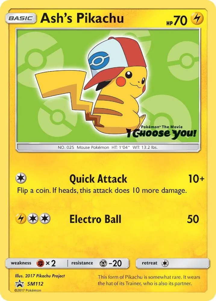 SM Black Star Promos 英語版 Ash's Pikachu SM112 カード表面