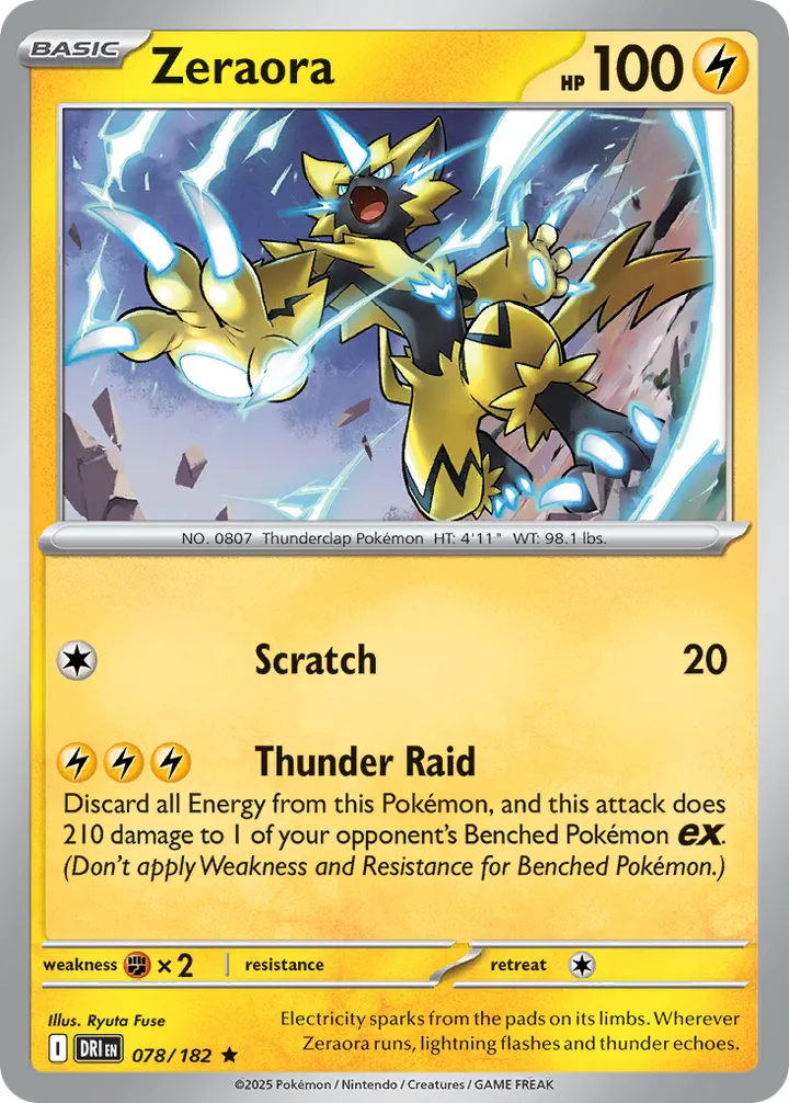 Front of Zeraora 78, Scarlet & Violet—Destined Rivals English