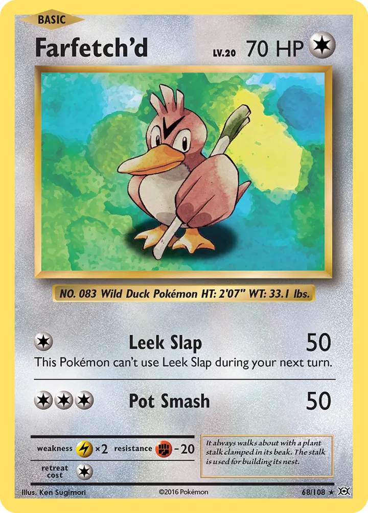 XY—Evolutions 영어판 Farfetch'd 68 카드 앞면