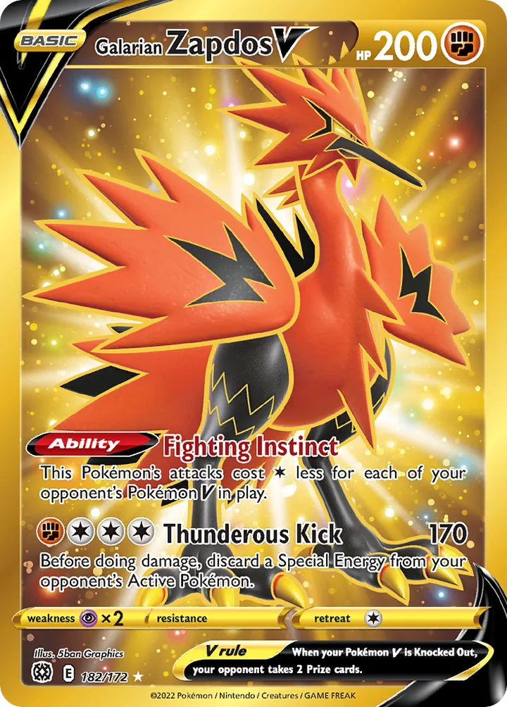 Sword & Shield—Brilliant Stars 英語版 Galarian Zapdos V 182 カード表面
