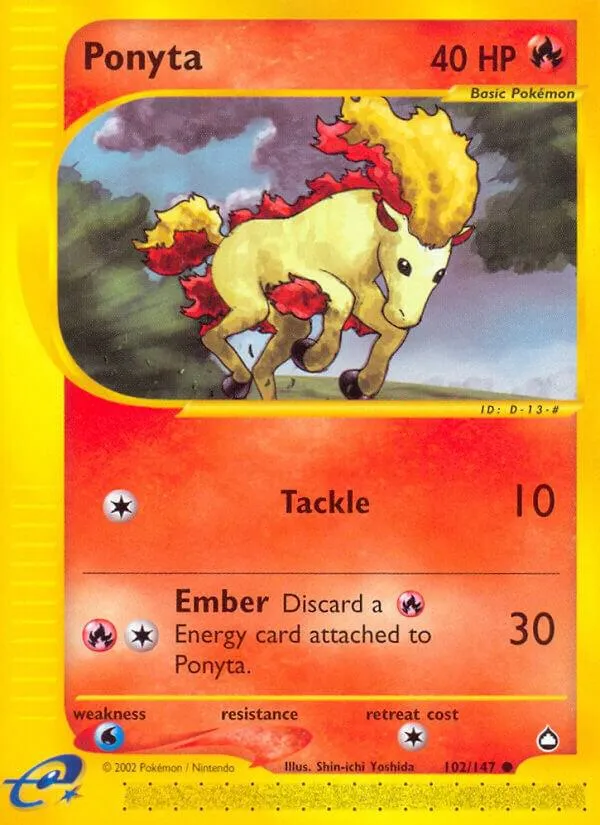 Aquapolis 英語版 Ponyta 102 カード表面