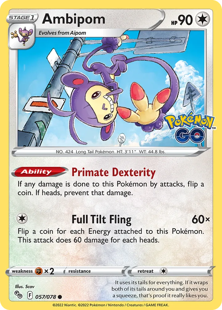 Pokémon TCG: Pokémon GO 英語版 Ambipom 57 カード表面